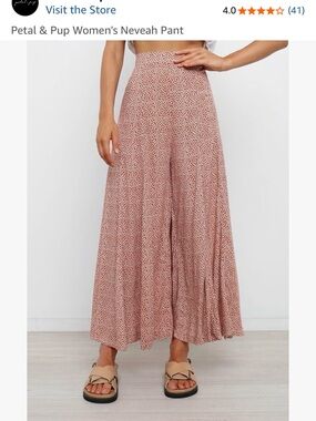 Petal & Pup Dusty Rose Speckled Wide-Leg Palazzo Pants small